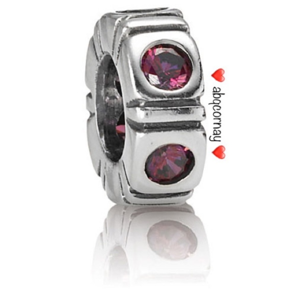 EUC Pandora 790368CZR Sterling Silver Red Zirconia Trinity Spacer/Charm